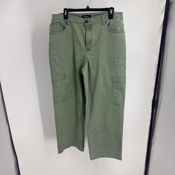 d.jeans Pants - D.jeans Women Sage Green Wide Leg Cargo Pants 16 Utility Streetwear Casual